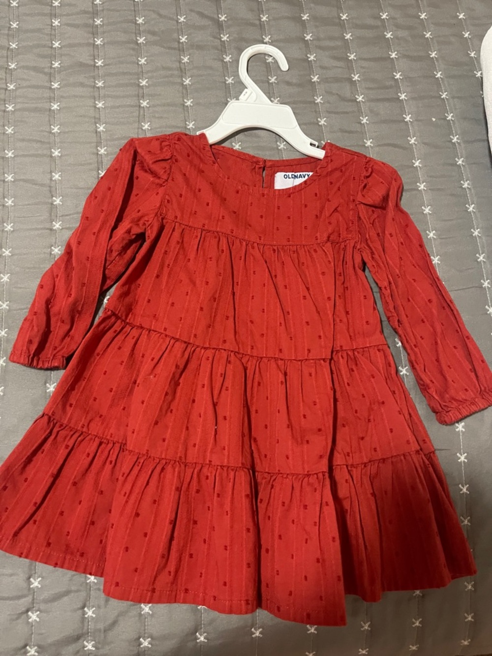 Old Navy Red Tiered Long-Sleeve Smocked Dress
